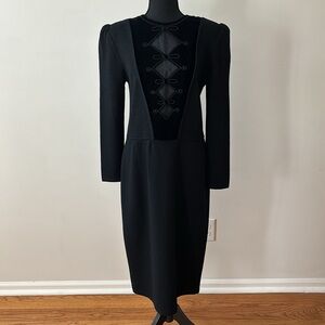 Vintage 1970s St. John Knits Black/Velvet Cocktail Dress Women’s size 6